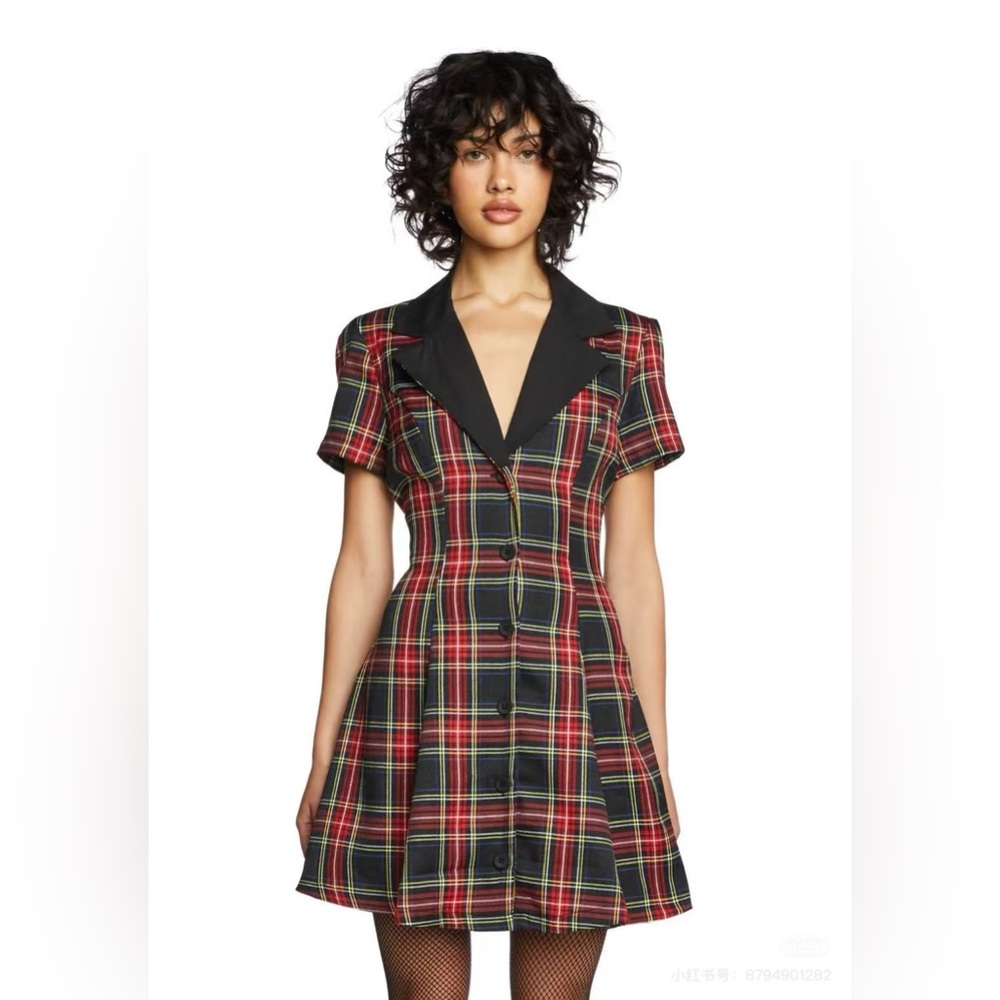 NEW WITH TAGS Dolls Kill Black and Red Plaid Dress